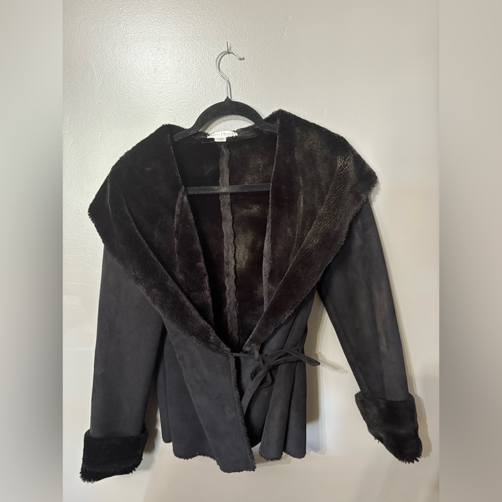 Black Faux Suede and Fun Coat- White House Black Market